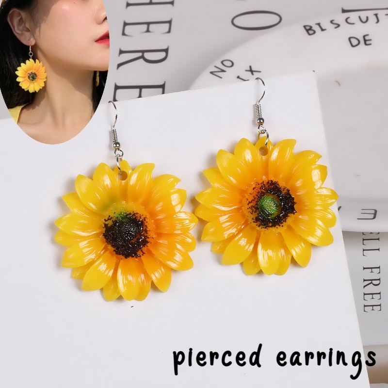 送料無料 フックピアス ヒマワリ 向日葵 大ぶり 大きめ 大きい レディース アクセサリー おしゃれ 可愛い かわいい ガーリー 女性用 婦人用 ジュエリー 記...