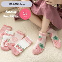 送料無料 キッズ用靴下 キッズ用ソックス 5足セット 子供用靴下 子供用ソックス ベビー ジュニア 女の子 ガールズ ショート丈 クルー丈 ピンク いちご イチ...