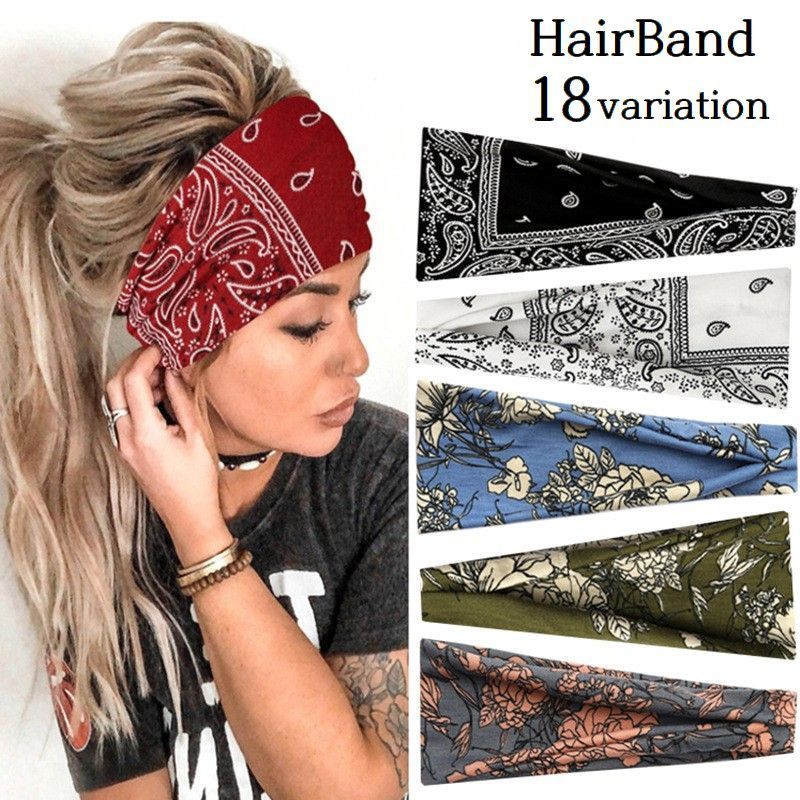 送料無料 ヘアバンド ヘッドバンド バンダナ風 レディース 女性用 幅広 ヘアアレンジ ヘアーバンド 髪飾り 髪留め 汗止め スポーツ ヨガ 運動 ウォーキング...