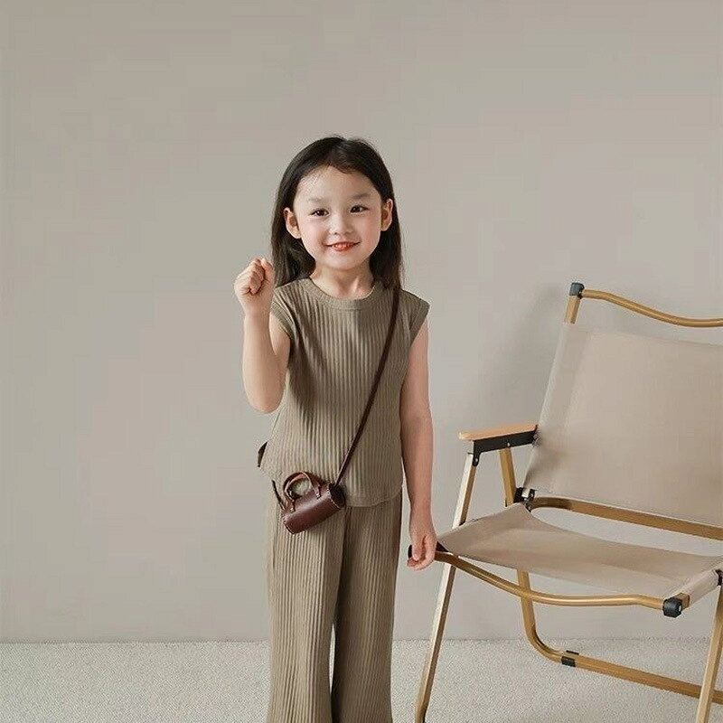送料無料 上下セットアップ キッズ 女の子 子供服 ノースリーブ ロング丈 ワイド ...