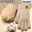 送料無料 手袋 スマートフォン対応 スマホ対応 タッチ 2本指 裏起毛 ニット 暖かい 厚手 防寒 レディース 女性 冬 お出かけ 通勤 通学 自転車 ファッション小物