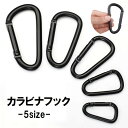 送料無料 カラビナフック D型 単品 キーフック キーリング キーホルダー 金属製 アウトドア キャンプ 登山 ブラック 黒
