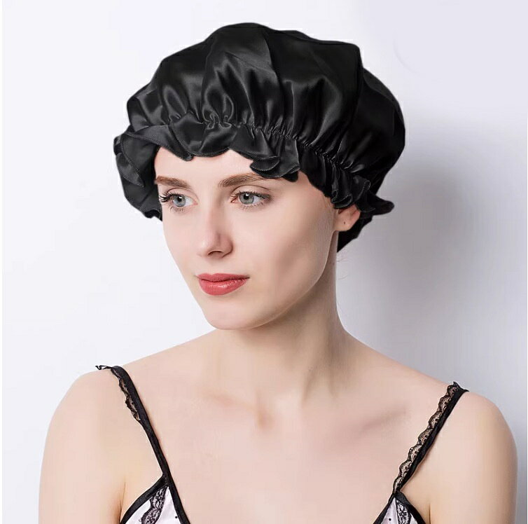 送料無料 ナイトキャップ サテン調 レディース ヘアキャップ 帽子 夜間 就寝用 ロ...