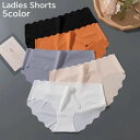 送料無料 スタンダードショーツ レディース 女性 婦人 インナー 下着 パンツ シームレス スカラップ ウェーブカット 無地 単色 ホワイト ブラック シンプル 響きにくい 普段使い デイリー