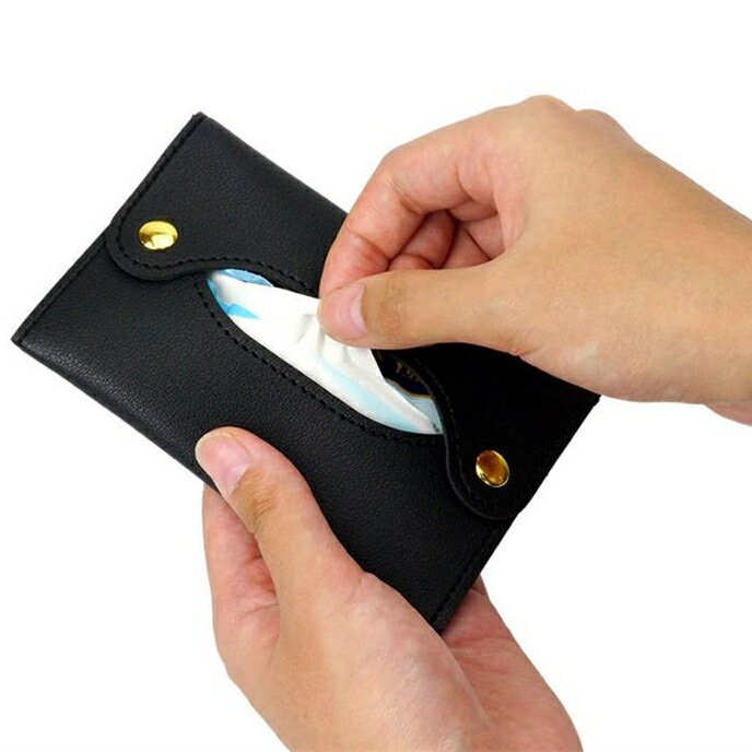 激安プラネットの送料無料 ポケットティッシュケース ポケットティッシュカバー ポーチ レザー調 フェイクレザー スナップボタン 収納 無地 単色 シンプル おしゃれ｜アングル2