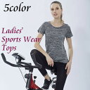 送料無料 スポーツウェア Tシャツ 半袖 レディース トップス 女性 ラウンドネック フィットネス アウトドア ジョギング トレーニング ウオーキング ヨガウェ...