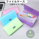 送料無料 ファイルケース アコーディオンファイル ドキュメントファイル A6 13ポケット じゃぱら式 書類ケース オーガナイザー ジャバラ プリント整理 持ち運び クリアポケット 収納