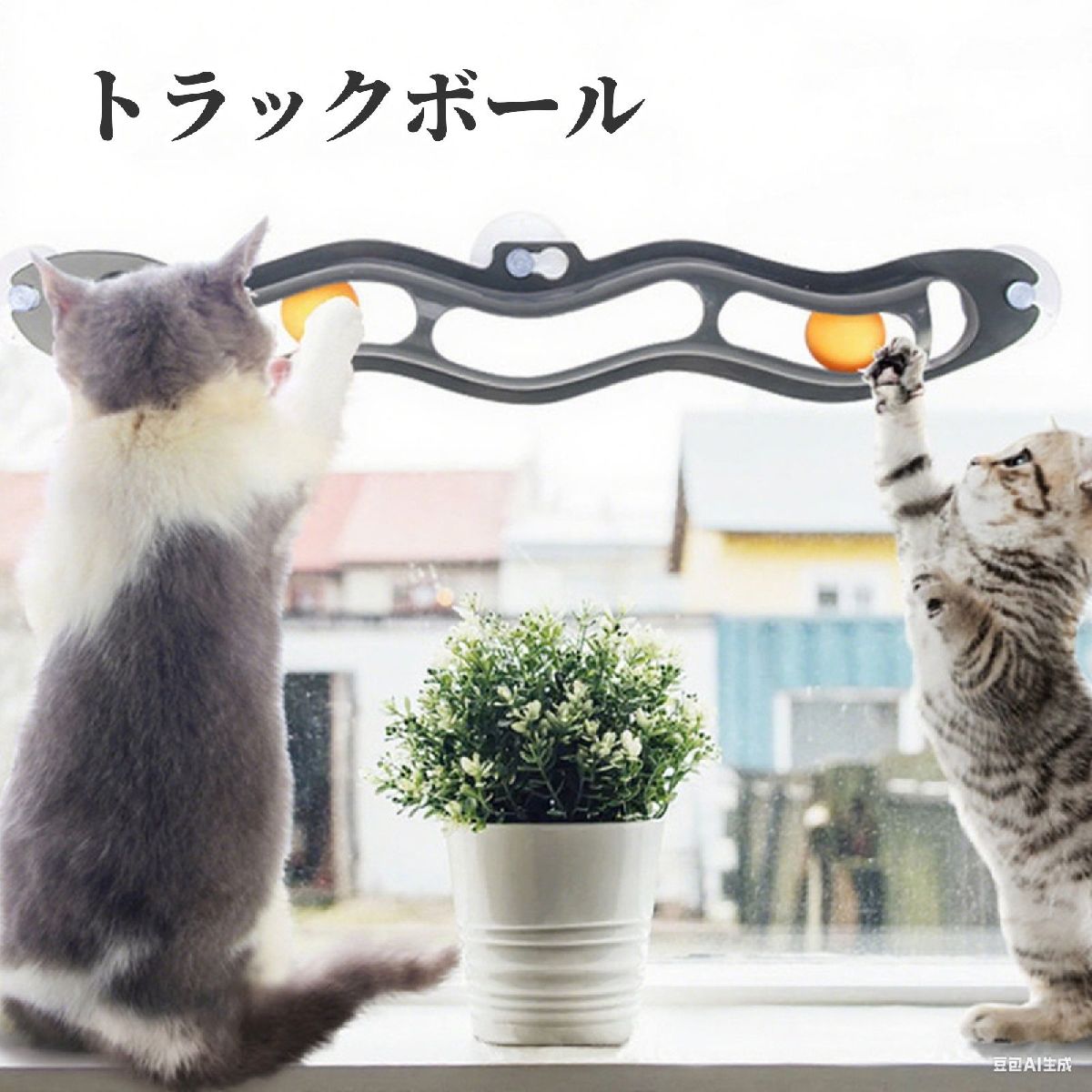 送料無料 トラックボール トラックンロール ペット用 猫用 猫用品 おもちゃ ボール 窓 転がる コロコロ 吸盤式 猫用おもちゃ 運動不足対策 一人で遊べる ストレス解消