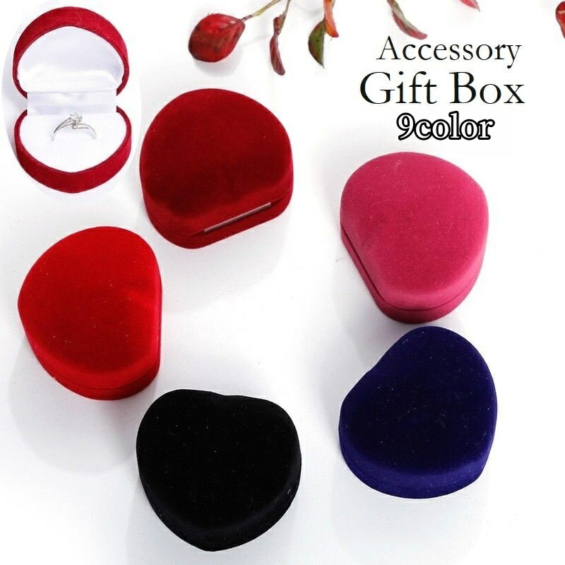 送料無料 アクセサリーケース ギフトボックス プレゼントボックス ジュエリーケース ハート型 ベロア調 ベルベット調 指輪 リング ピアス イヤリング かわいい...