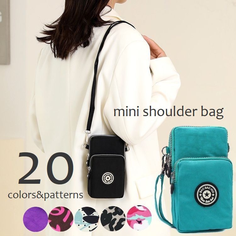 送料無料 ショルダーバッグ ミニショルダー スマホポーチ ポシェット レディース bag 3ポケット 3連 軽..