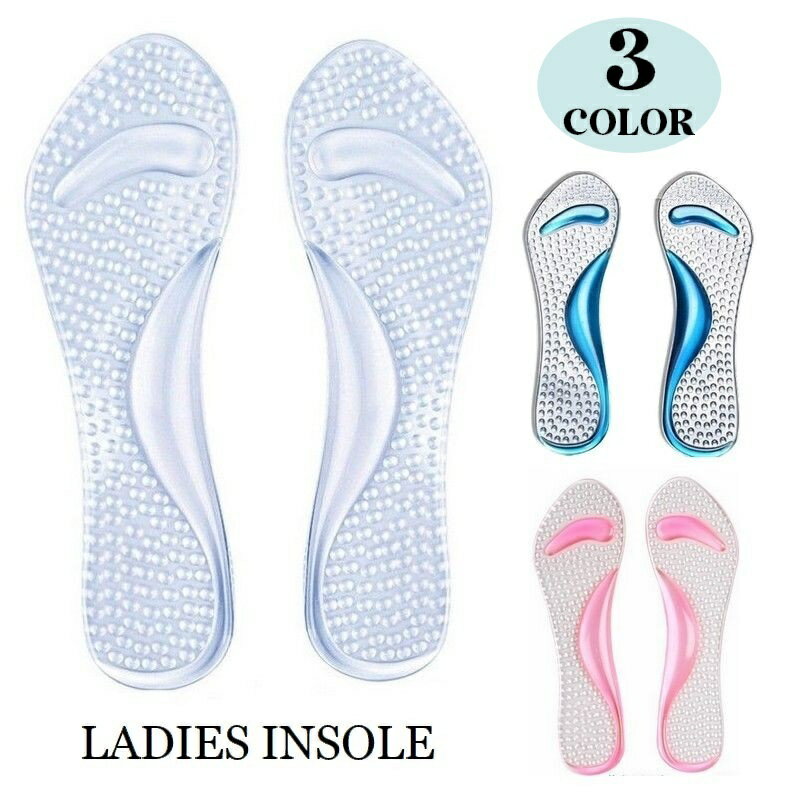 送料無料 インソール 中敷き レディース ゲルクッション クリア 透明 ソフト シリコン 柔らかい 衝撃吸収 女性用 防滑 滑り止め 立ち仕事 疲れにくい 負担軽減 足裏サポート シューズアイテム ワンサイズ
