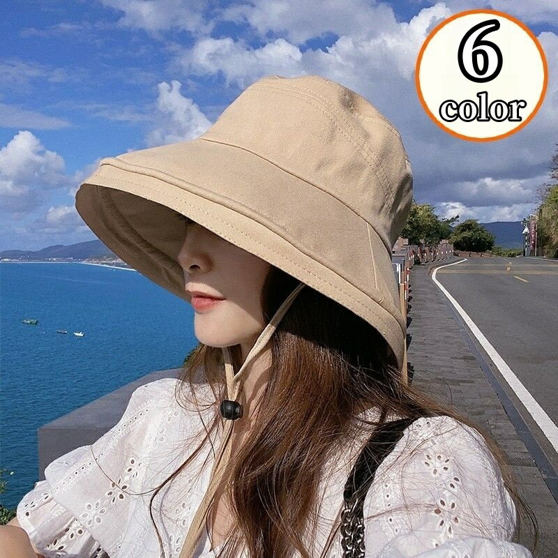 送料無料 女優帽 レディース 女性 帽子 つば広 あご紐付 折りたたみ UVケア 紫外線対策 日焼け防止 日よけ 無地 シンプル 春夏秋冬