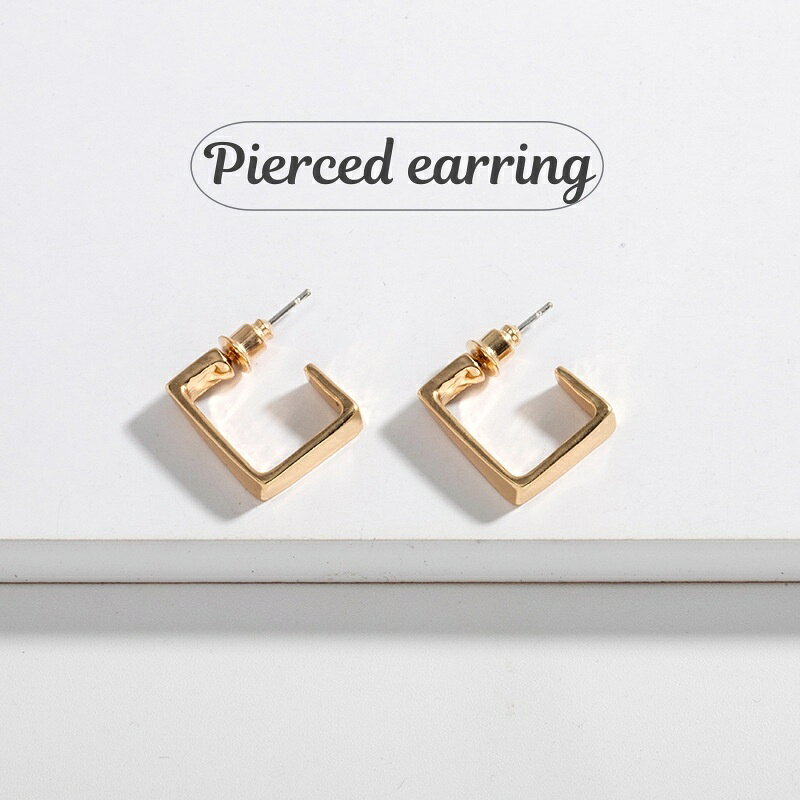 Rubellite - ピアス スタッドピアス アクセサリー レディース 女性用 方形 ゴールドカラー 金色 可愛い シンプル おしゃれ 上品 ギフト 記念日 誕生日 プレゼント 贈り物 ファッション小物 婦人用