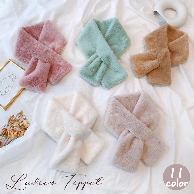送料無料 ティペット レディース 女性用 ファーマフラー ふわふわ あったか 暖かい 防寒 差し込み エコファー 秋冬 おしゃれ かわいい カラバリ豊富