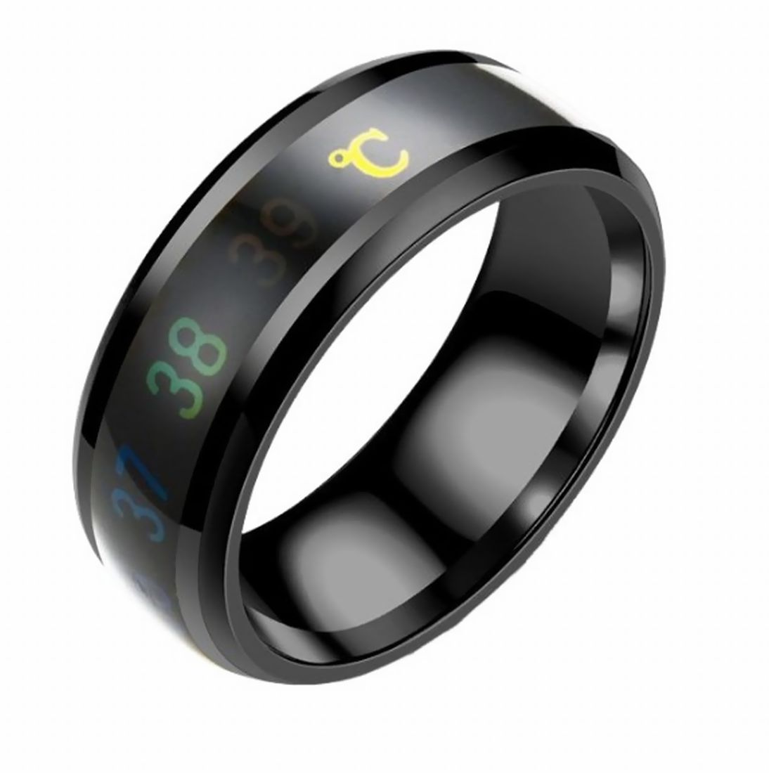 ➐J→→→M26-1銀の 七色温度表示 パーティ体温計シルバーリング 電子体温計（ジュエリー・アクセサリー）の通販