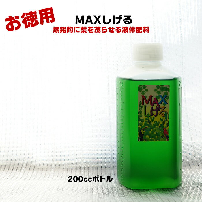 【お徳用200cc】MAXしげる　爆発的に葉を茂らせる液体肥料　観葉植物や多肉植物、エアープランツなどを大きくしたい…