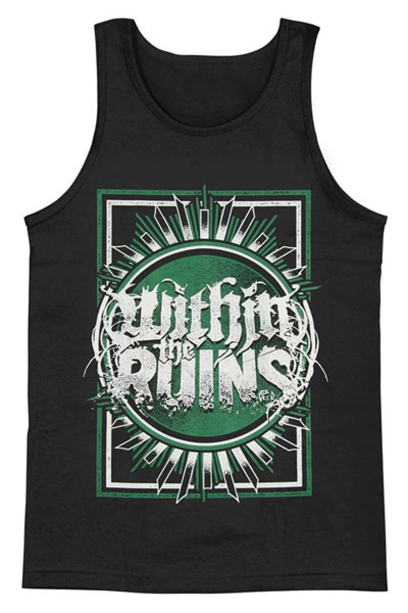 WITHIN THE RUINS Green Crest Black Tank Top