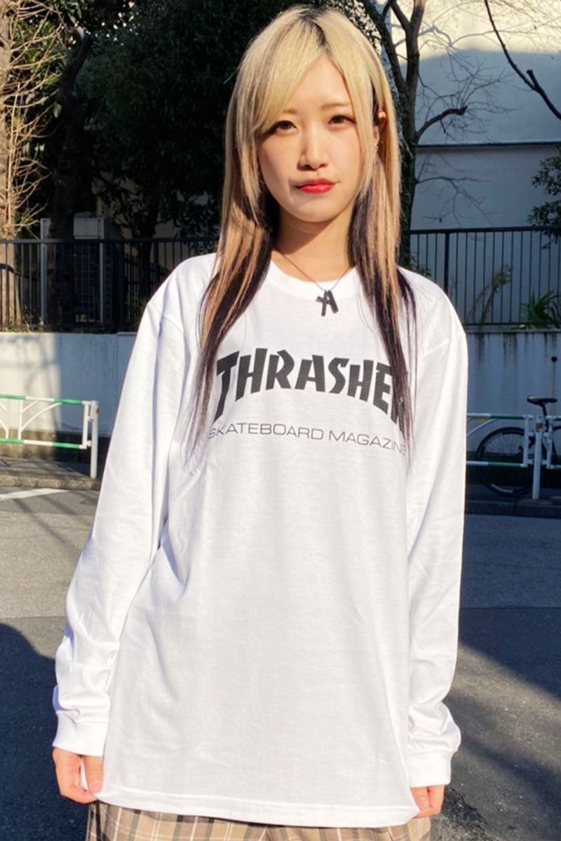 THRASHER (スラッシャー) TH8301 MAG LOGO L/S T-SHIRT WHT