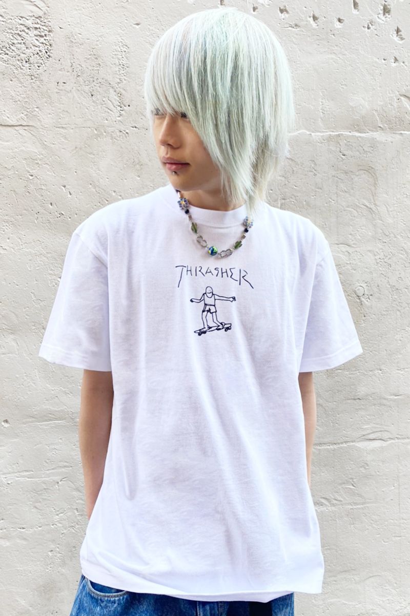 THRASHER (XbV[) TH8128 GONZ T-SHIRT WHITE