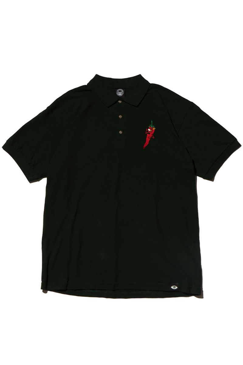 TOY MACHINE (gC}V[) BIG PEPPER SECT EMBROIDERY SS POLO - BLACK