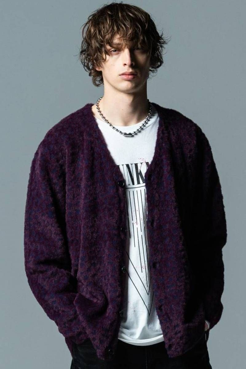 glamb (グラム) Fuzzy Leopard Cardigan - Wine