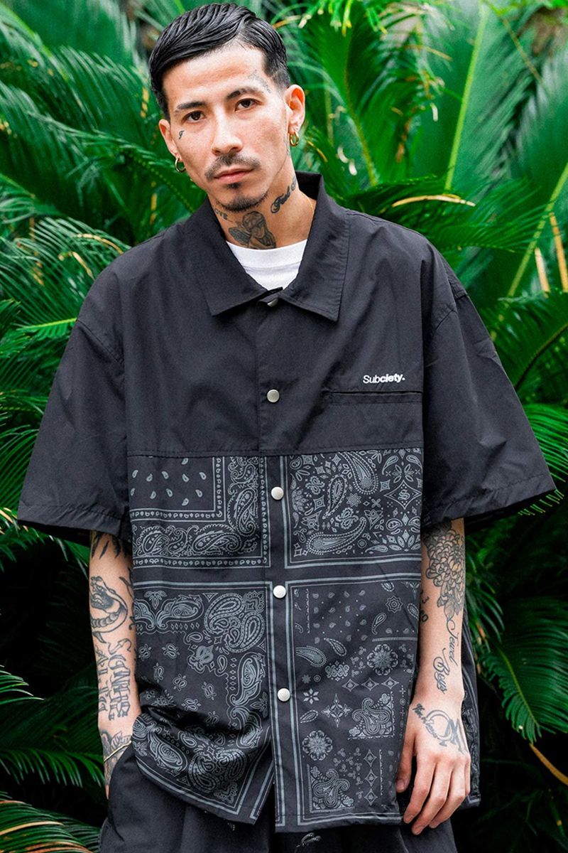 Subciety(サブサエティ) PAISLEY COACH SHIRT BLACK