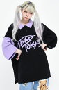 TRAVAS TOKYO【トラバストーキョー】　配色ニットポロシャツ/Black×Purple(ブラック×パープル)