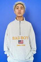 BAD BOY (バッドボーイ) U.S.A LOGO EMBROIDERY HALFZIP SWEAT GRAY