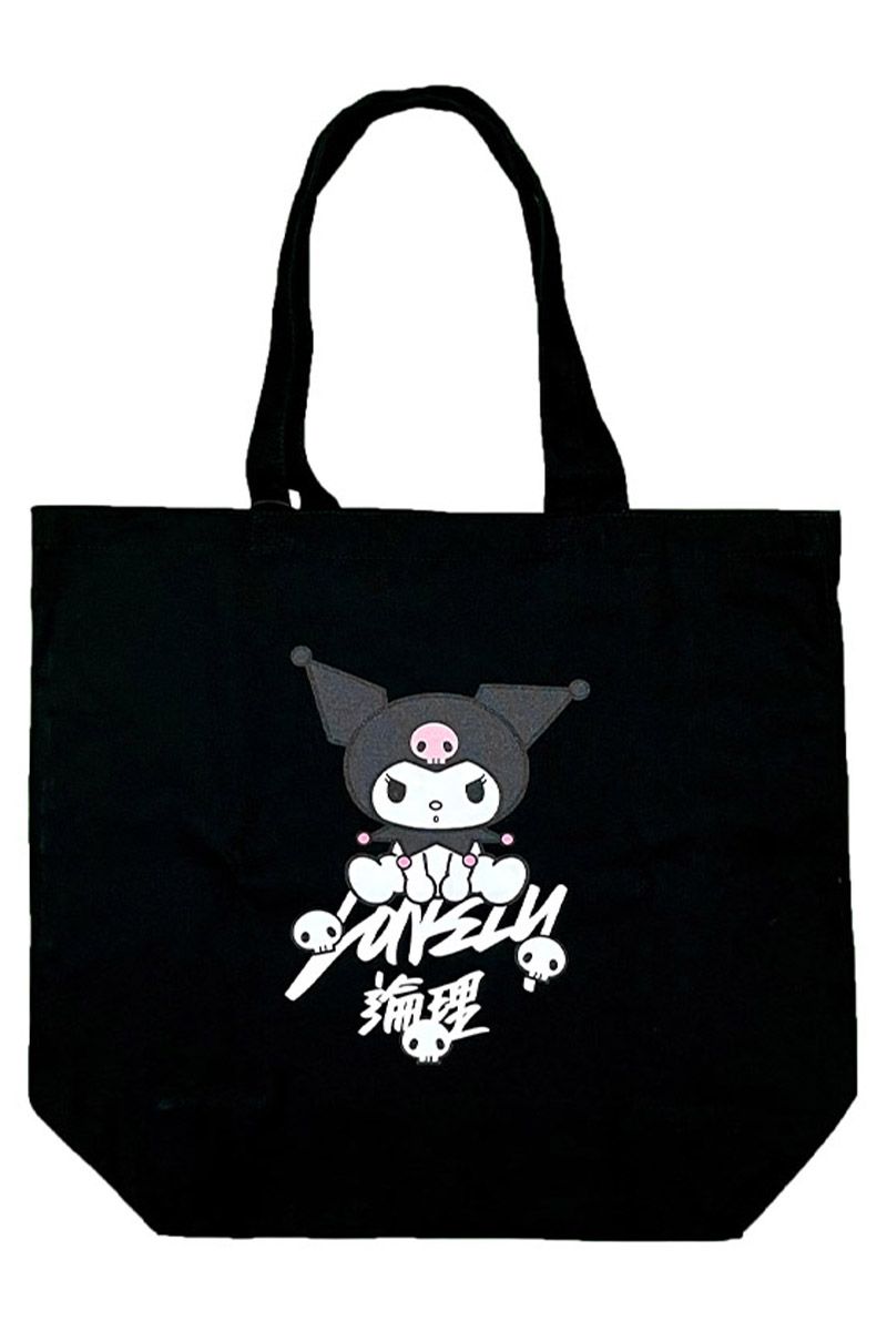 LONELY_ LONELY_~SANRIO KUROMI TAGGING CANVAS TOTE-BLACK