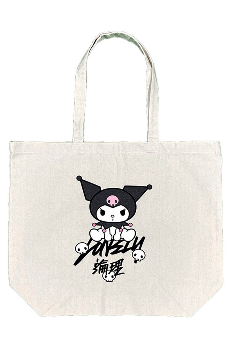 LONELY_ LONELY_~SANRIO KUROMI TAGGING CANVAS TOTE-OFF WHITE