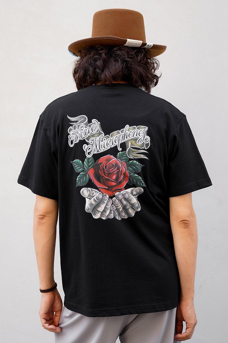 NineMicrophones　(ナインマイクロフォンズ) Rose S/S WHIT Rose S/S BLACK