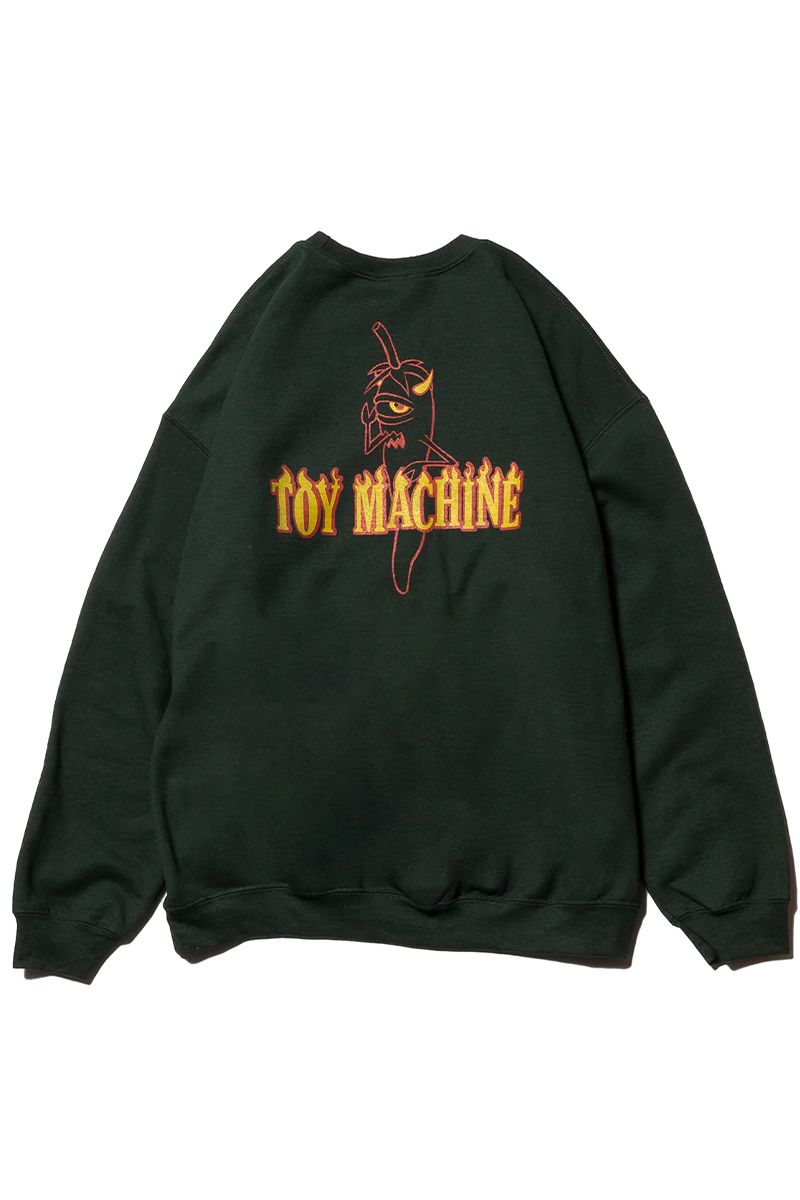 TOY MACHINE (gC}V[) PEPPER SECT EMBROIDERY SWEAT CREW-F.GREEN