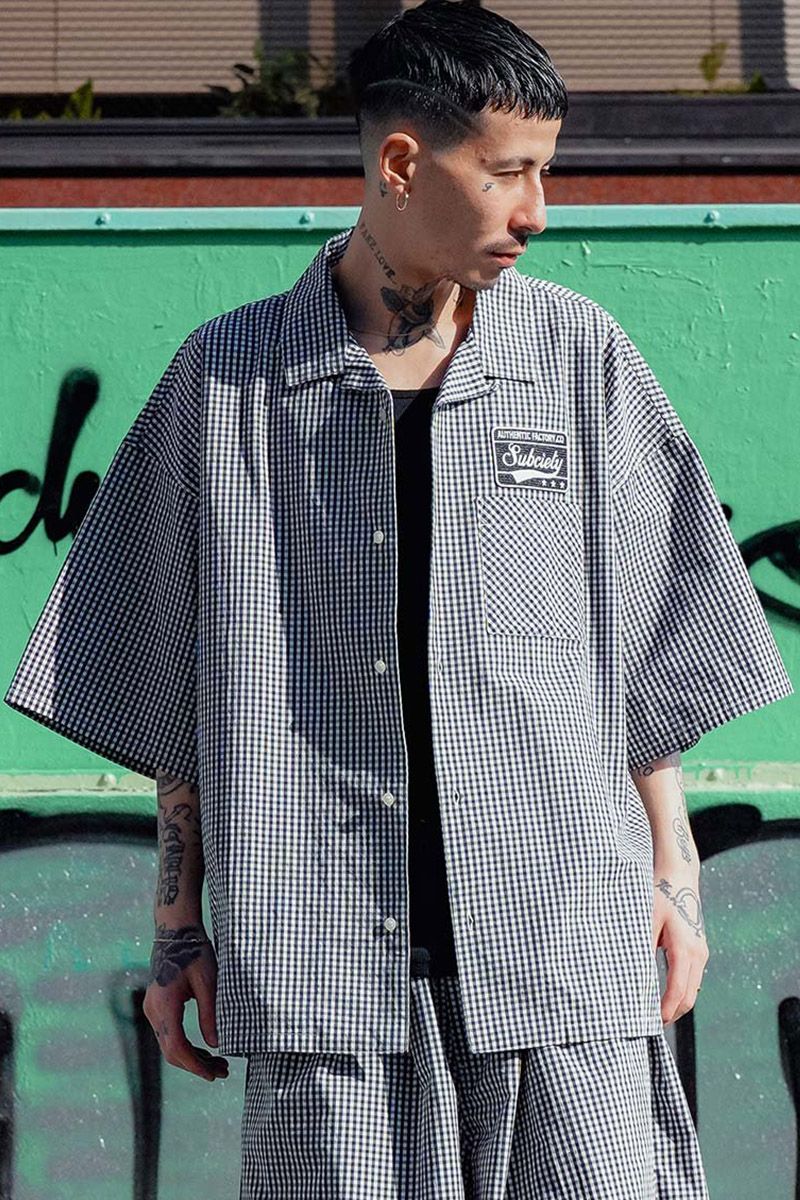 Subciety(TuTGeB) GINGHAM CHECK EMBLEM SHIRT BLACK