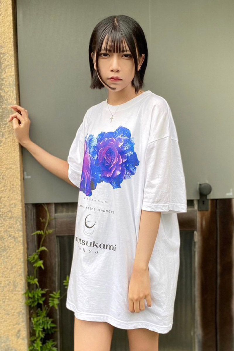 アマツカミ 雨薔薇／Rainrose T-shirt WHITE