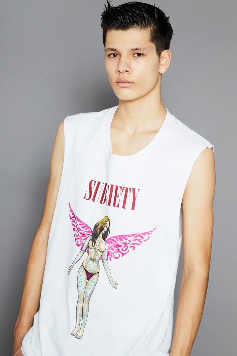 Subciety (TuTGeB) CUT OFF TANK TOP WHITE