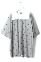 スイミンヤク セーラーカラー総柄ビッグTシャツ ライトグレー