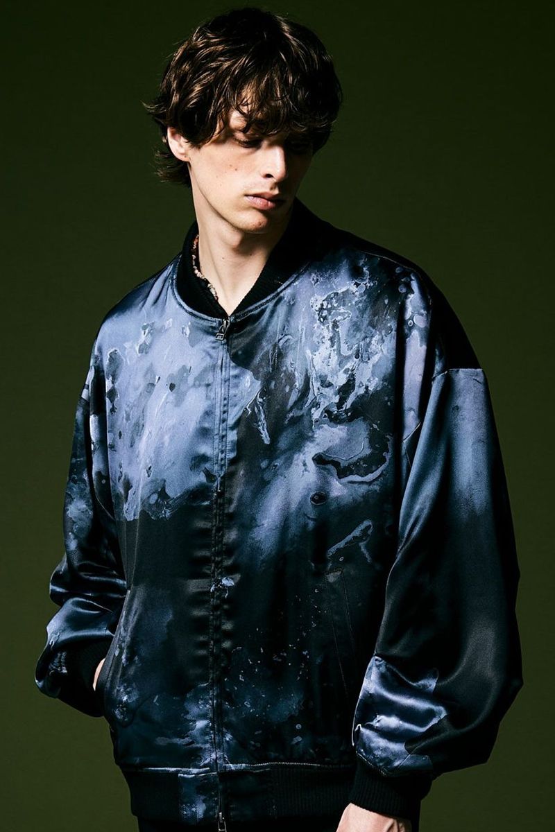 glamb (グラム) GB0323/JKT12 : Watercolor Blouson / ウォーターカラーブルゾン BLACK