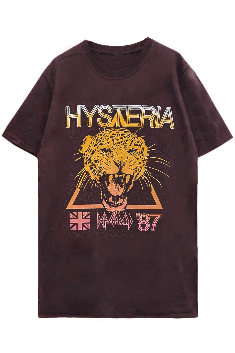 DEF LEPPARD UNISEX T-SHIRT: HYSTERIA WORLD TOUR (BACK PRINT)?