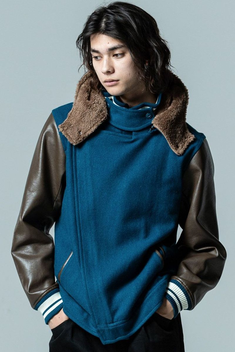 glamb (グラム) GB0323/JKT10 : Hooded Stadium Jumper BLUE