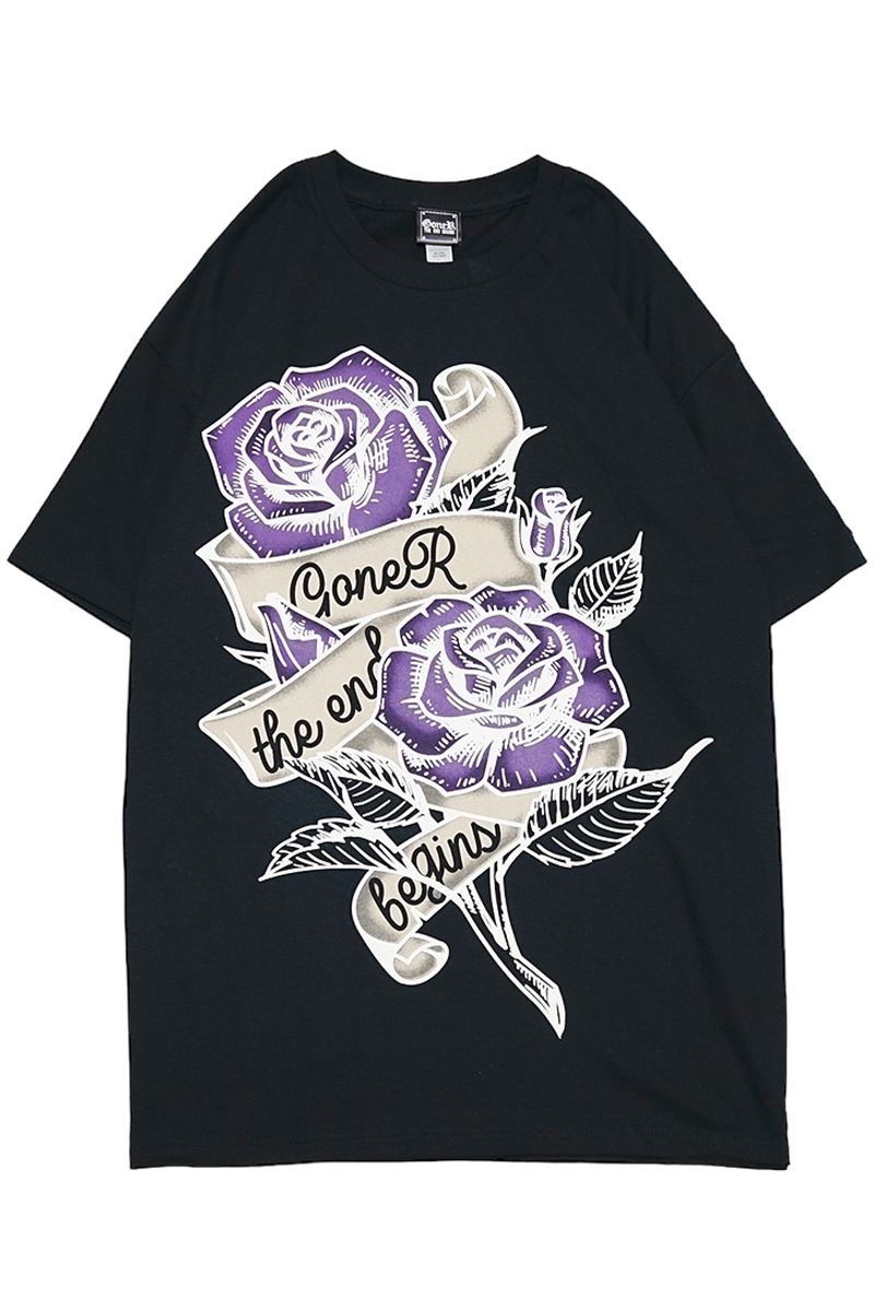 GoneR(Si[) GR37CT002 Rose Ribbon T-Shirt Black/Purple