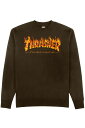 THRASHER (XbV[) Inferno Crewneck DARK CHOCOLATE