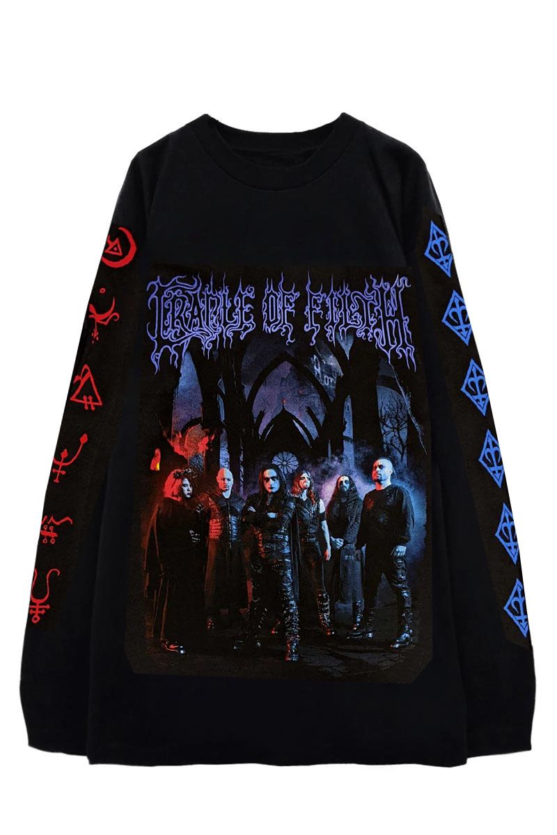 CRADLE OF FILTH UNISEX LONG SLEEVE T-SHIRT: EXISTENCE BAND (BACK SLEEVE PRINT)