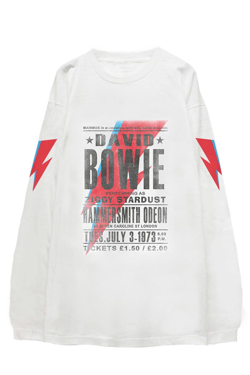 DAVID BOWIE UNISEX LONG SLEEVE T-SHIRT: HAMMERSMITH ODEON (SLEEVE PRINT)