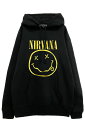 NIRVANA UNISEX PULLOVER HOODIE: YELLOW HAPPY FACE BLACK