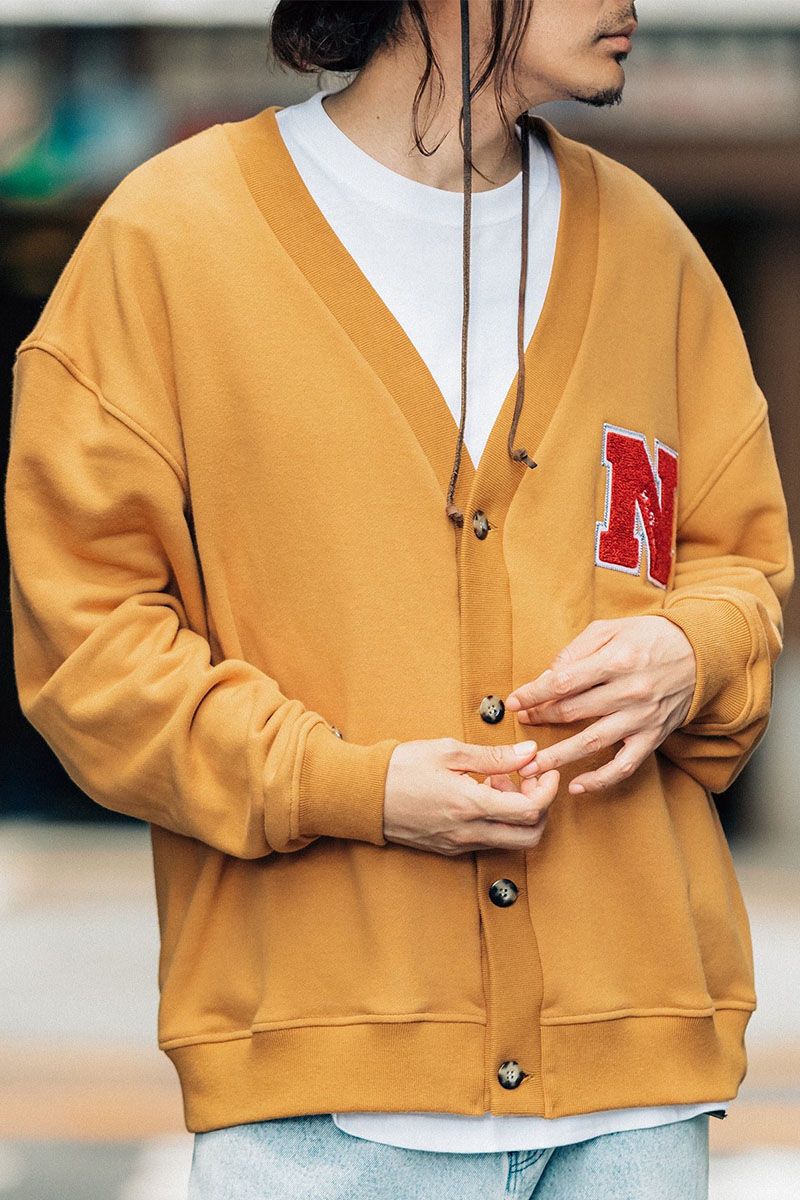 NineMicrophones(ʥޥե) SWEAT CARDIGAN MUSTARD