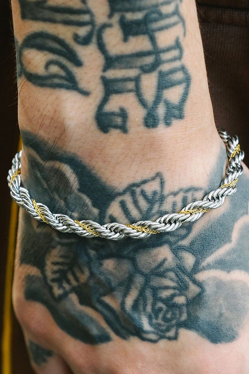 楽天GEKIROCK CLOTHINGSubciety （サブサエティ） TWIST COMBI CHAIN BRACELET SILVER/GOLD