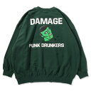 PUNK DRUNKERS 2024SS COLLECTIONが数量限定で一般販売開始! 全体的にダメージが入ったトレーナー。 バックのあいつは気絶寸前。相当なダメージを食らってます。 トレーナーもあいつもダメージがあるので、Wダメージトレ...