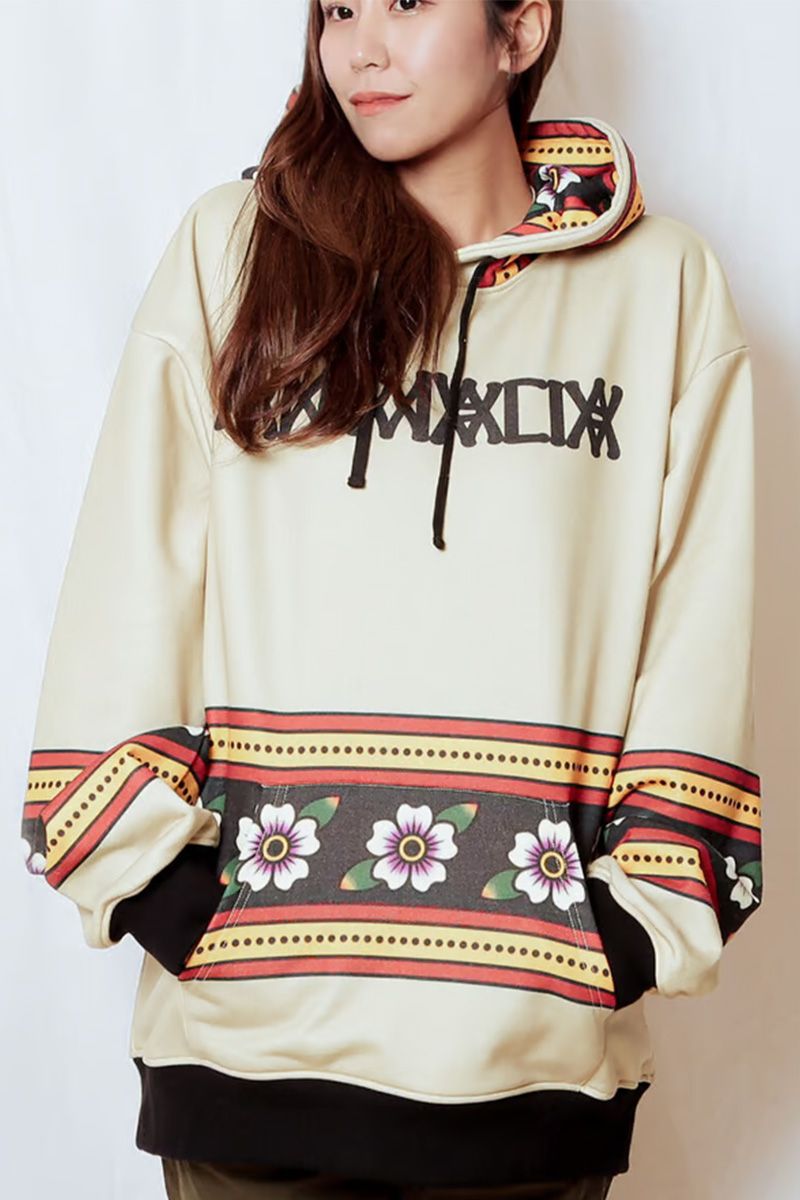 ANIMALIA (Aj}A) ATTERNED ALL OVER HOODIE : Vintage Flowers BEIGE