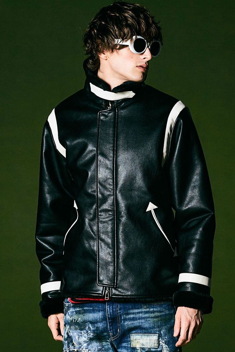 glamb (O) Synth Mouton Biker JKT / VZ[goCJ[WPbg BLACK