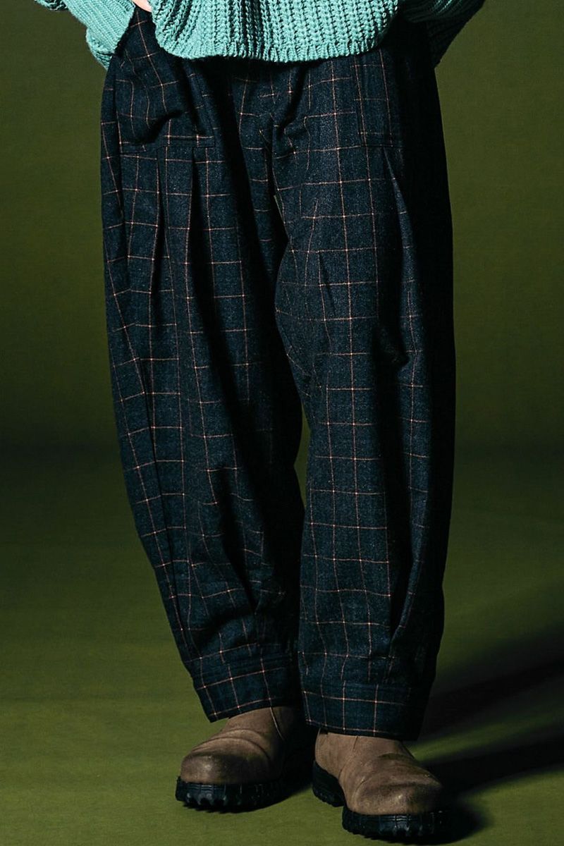 glamb (O) Windowpane Balloon Pants / EChEyo[pc CHARCOAL